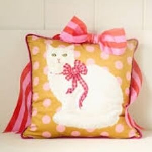 NWT Anthro Kitschy Animal Velvet Printed Pillow Cat